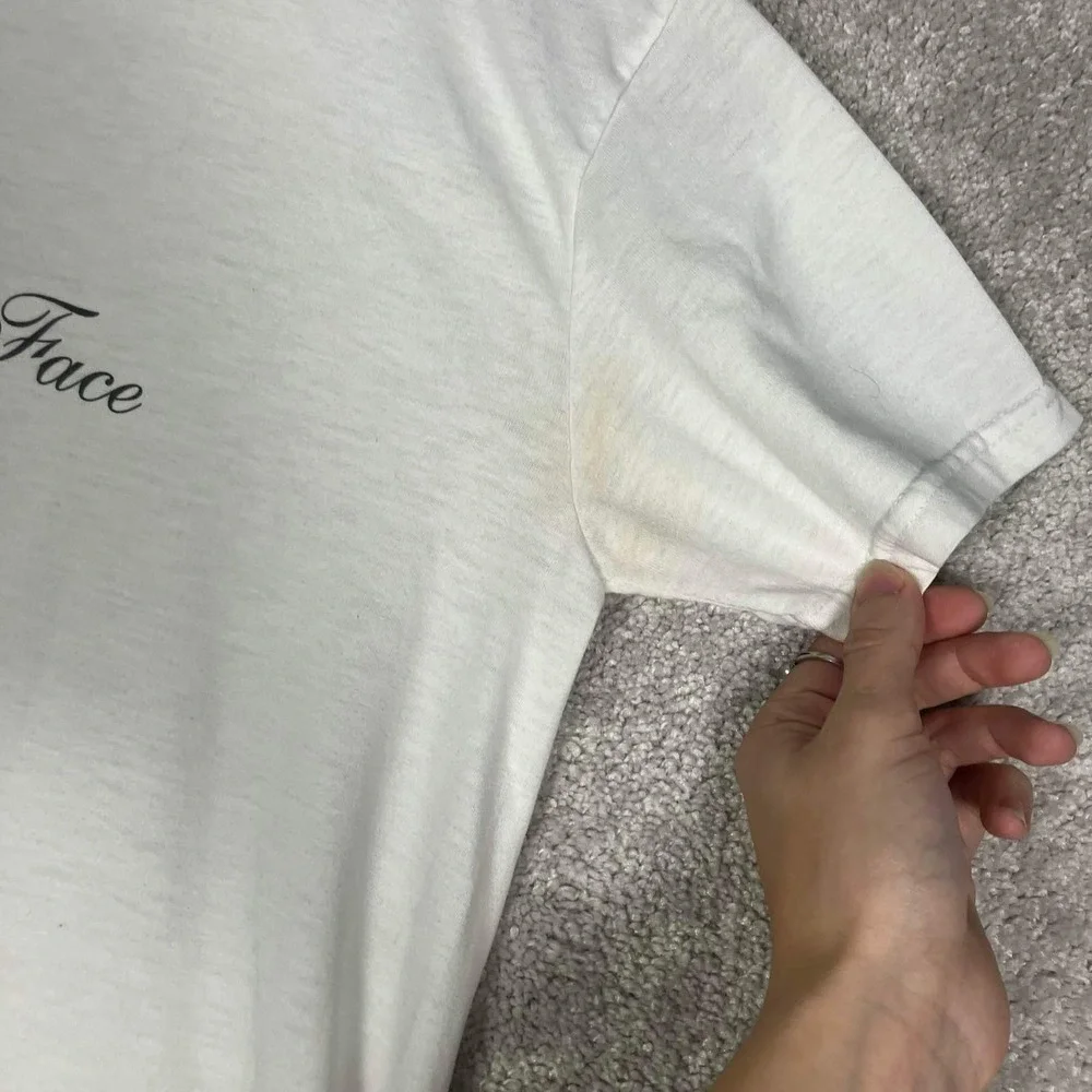 Vintage The North Face T-Shirt Mens Medium White Script Logo Graphic Tee